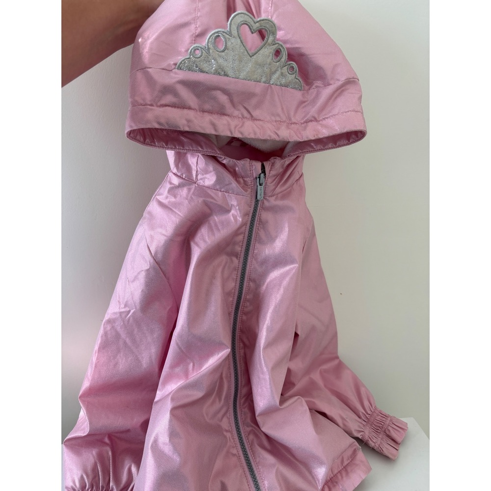 Carters Girls Pink Metallic Princess Tiara Hooded Windbreaker Jacket Size 6